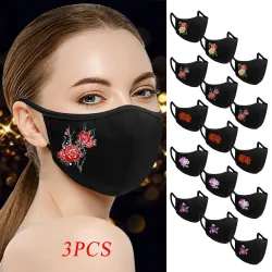 Gezicht / mond beschermend masker - herbruikbaar - katoen - bloemenprint - 3 stuksMondmaskers