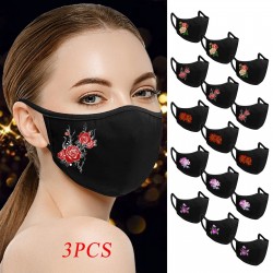 Masque protecteur visage / bouche - réutilisable - coton - imprimé fleur - 3 pièces