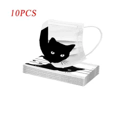 10 stuks - beschermend mond / gezichtsmasker - 3-laags - wegwerp - kattenprintMondmaskers