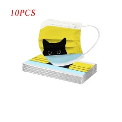 10 stuks - beschermend mond / gezichtsmasker - 3-laags - wegwerp - kattenprintMondmaskers