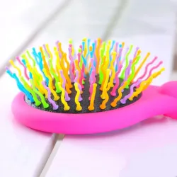Peigne antistatique - brosse à cheveux arc-en-ciel avec miroir