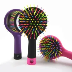 Peigne antistatique - brosse à cheveux arc-en-ciel avec miroir