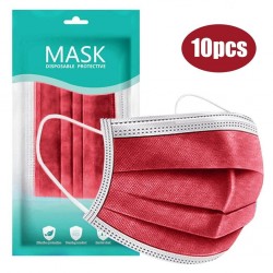 Mond / gezicht beschermend gezichtsmasker - wegwerp - antibacterieel - rood - 10-100 stuksMondmaskers