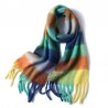 Kleurrijke cashmere sjaal met kwastjes - groot - ruit / strepenSjalen