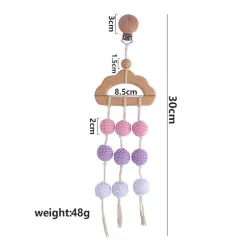 Baby bijtring - gehaakte kralen - kinderwagen / bed houten clip - hangend speelgoedKinderen