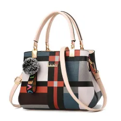 Vintage leren tas - crossbody - sleutelhanger van bont - grote capaciteitHandtassen
