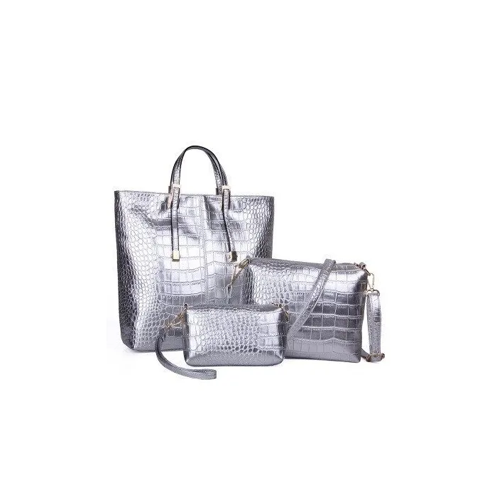 Leren tas - crossbody - kleine clutch - krokodillenleer design - set van 3 stuksSets