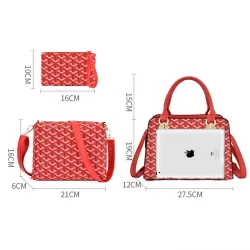 Leren handtas - crossbody - kleine clutch - geometrisch ontwerp - set van 3 stuksSets