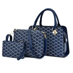 Leren handtas - crossbody - kleine clutch - geometrisch ontwerp - set van 3 stuksSets