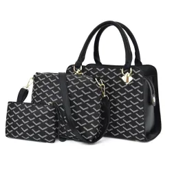 Leren handtas - crossbody - kleine clutch - geometrisch ontwerp - set van 3 stuksSets