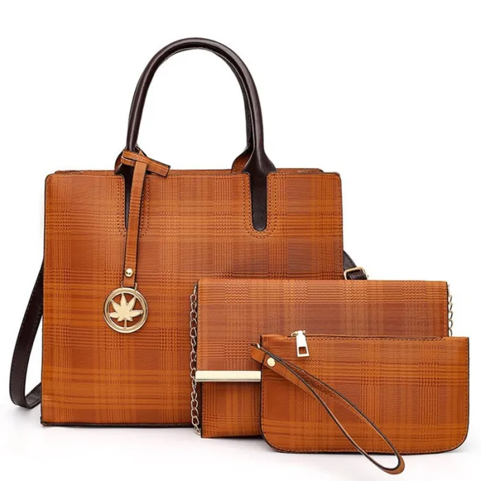 Leren schoudertas - crossbody - kleine clutch - set van 3 stuksSets