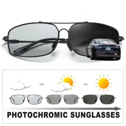 Polarized photochromic metal sunglasses for men