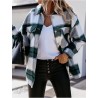 Vintage Plaid Shirt Coat Women Winter Turn-down Collar Long Sleeve Plus Size Pocket Fashion Streetwear Ladies Jackets Ropa Mujer