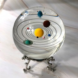 Crystal ball of the Solar System - a model of miniature planets - a glass globe - 80mm
