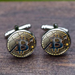 Crypto-monnaie - boutons de manchette ronds - 2 pièces