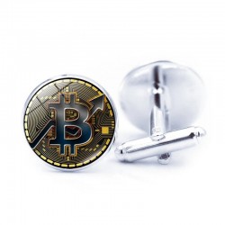 Crypto-monnaie - boutons de manchette ronds - 2 pièces