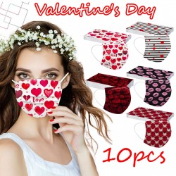 Gezichts- / mondbeschermingsmaskers - 3 lagen - unisex - Valentijnsdag / harten - 10 stuksMondmaskers