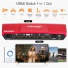 HDMI switch - 4 In 1 out - S/PDIF - L/R audio output - 4K@60Hz - with remote control