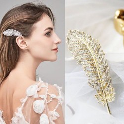 Crystal feather hair clip for women