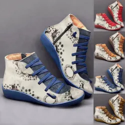 Chaussures dentelle Retro - fermeture à glissière latérale - cuir