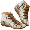 Chaussures dentelle Retro - fermeture à glissière latérale - cuir