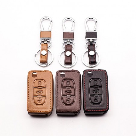 Car leather key cover - PEUGEOT - RCZ - 206 - 207 - 306