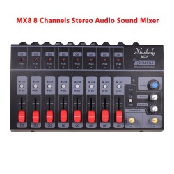 MX8 mixing console - 8 channels - audio sound mixer - low noise - with power adapter