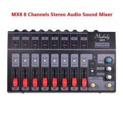 MX8 mixing console - 8 channels - audio sound mixer - low noise - with power adapter