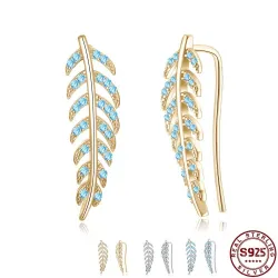 925 sterling silver - leaf stud earrings - 2pcs