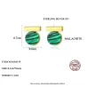 Elegant round stud earrings - with green malachite - 925 sterling silverEarrings