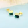 Luxurious square stud earrings - with turquoise - 925 sterling silverEarrings
