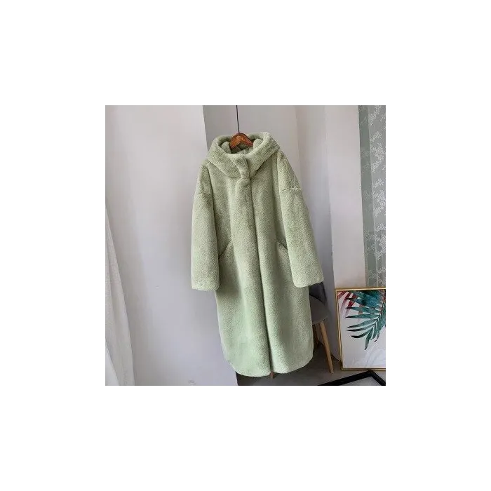 Modieuze bontjas met capuchonJassen