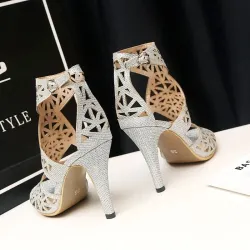 Sexy hollow pumps - high heel sandals - with an ankle strapHigh heels