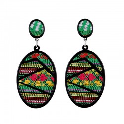 Bohemian style - oval pendant - drop earrings