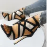 Hollow high heel pumps - open toe - with buckle strap