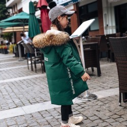 Thick winter kids jacket - with fur hood - waterproof