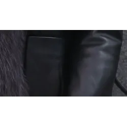 Elegant kort leren jack - met bontkraagJassen