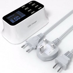 8 Port USB Chargeur rapide - adaptateur de puissance - Smart IC - avec écran et détection automatique