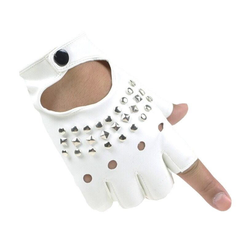 Leren handschoenen - ontwerp met halve vingers - met klinknagels - unisexHandschoenen