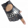 Leren handschoenen - ontwerp met halve vingers - met klinknagels - unisexHandschoenen