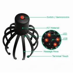 Electric scalp massager - octopus claw design - stress relief