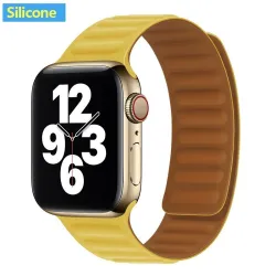 Apple watch band - silicone - leather - magnetic strap - 38mm / 40mm / 42mm / 44mm