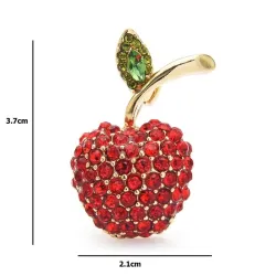 Red cherry brooch - rhinestone