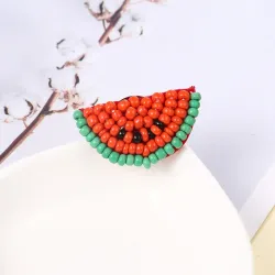 Beaded watermelon - acrylic broochBrooches