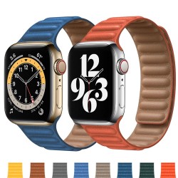 Apple watch band - silicone - leather - magnetic strap - 38mm / 40mm / 42mm / 44mm