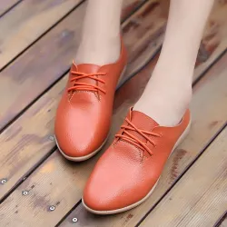 Zachte mocassins - platte schoenen met veters - echt leerLaarzen