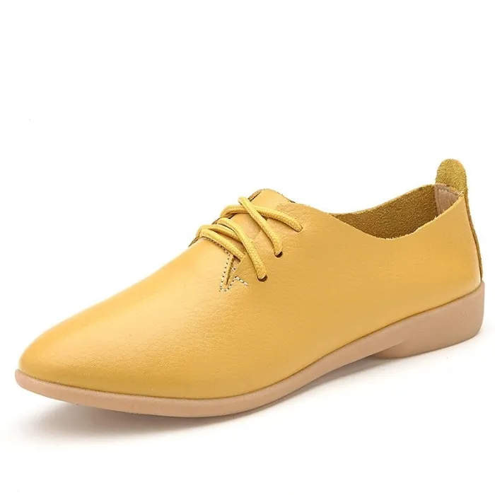 Zachte mocassins - platte schoenen met veters - echt leerLaarzen