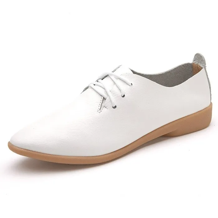 Zachte mocassins - platte schoenen met veters - echt leerLaarzen
