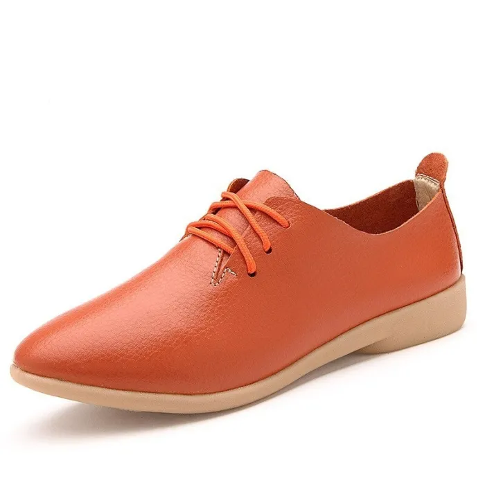 Zachte mocassins - platte schoenen met veters - echt leerLaarzen