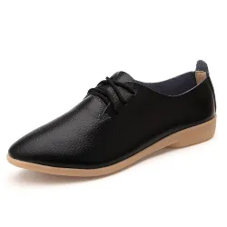 Zachte mocassins - platte schoenen met veters - echt leerLaarzen